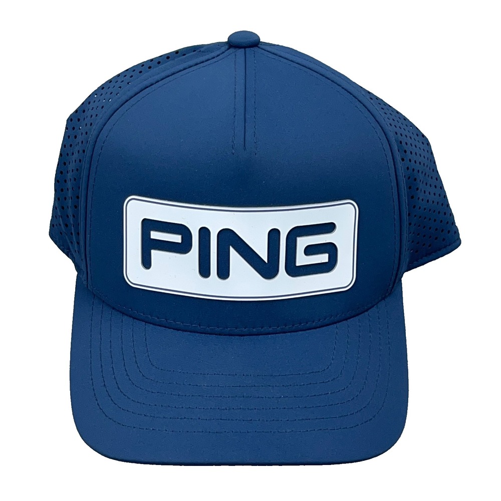 Ping Golf Hat Cap Snapback Navy Blue White Performance Adult Adjustable Wicking